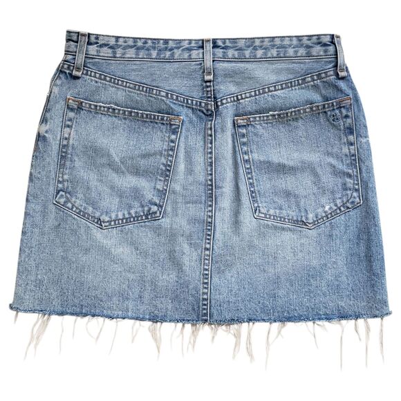 Rag & Bone Anna Denim Mini Skirt Womens 30 Mandy Distressed Zip Front - Picture 4 of 8